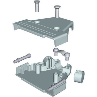MH Connectors MHTRI-M Series ABS Angled, Straight D Sub Backshell, 15 Way, Strain Relief