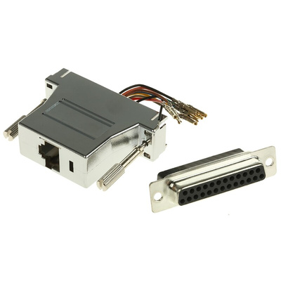 RS PRO D Sub Adapter Female 25 Way D-Sub to Female RJ45