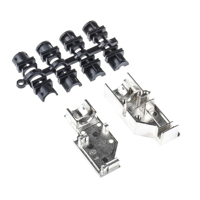 MH Connectors MHDCMR Series Zinc Right Angle D Sub Backshell, 9 Way, Strain Relief