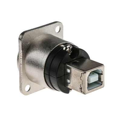 RS PRO Straight, Panel Mount, Socket Type A to B 2.0 USB Connector