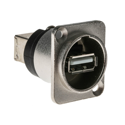 RS PRO Straight, Panel Mount, Socket Type A to B 2.0 USB Connector