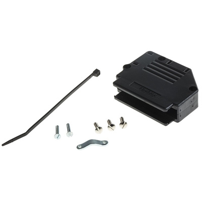 Amphenol ICC 863093C Series Thermoplastic Angled, Straight D Sub Backshell, 37 Way, Strain Relief