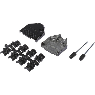MH Connectors MHDTZK-BK Series Zinc D Sub Backshell, 15 Way, Strain Relief