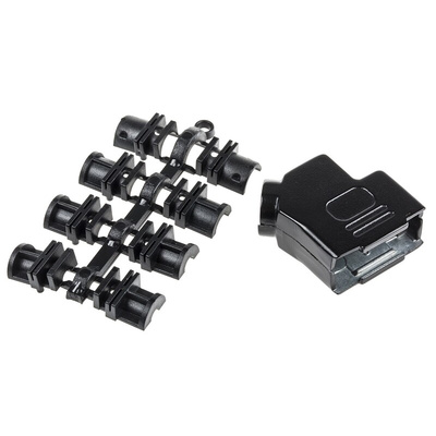 MH Connectors MHD45ZK-BK Series Zinc Angled D Sub Backshell, 9 Way, Strain Relief