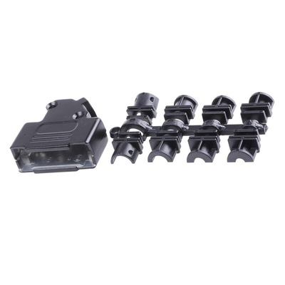 MH Connectors MHD45ZK-BK Series Zinc Angled D Sub Backshell, 15 Way, Strain Relief
