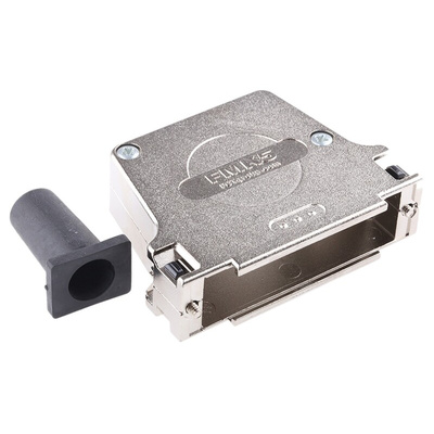 FCT from Molex FMK Series Die Cast Zinc Angled D Sub Backshell, 50 Way, Strain Relief
