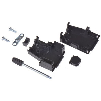 MH Connectors MHDSSK-T/P Series ABS Angled, Straight D Sub Backshell, 9 Way, Strain Relief