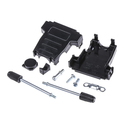 MH Connectors MHDSSK-T/P Series ABS Angled, Straight D Sub Backshell, 15 Way, Strain Relief