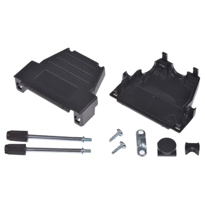 MH Connectors MHDSSK-T/P Series ABS Angled, Straight D Sub Backshell, 25 Way, Strain Relief