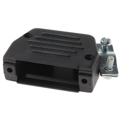 MH Connectors MHED Series Thermoplastic Angled, Straight D Sub Backshell, 15 Way, Strain Relief