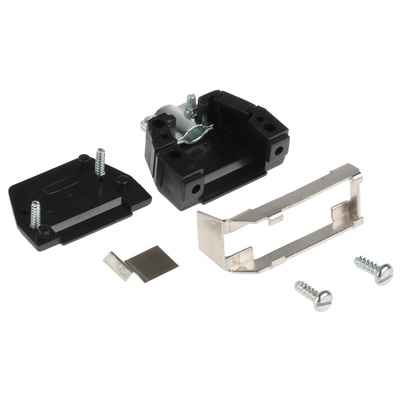 MH Connectors MHED Series Thermoplastic Angled, Straight D Sub Backshell, 9 Way, Strain Relief