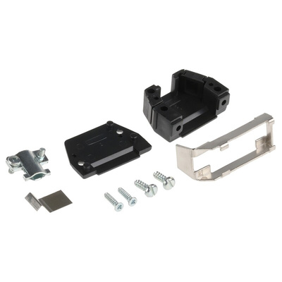 MH Connectors MHED Series Thermoplastic Angled, Straight D Sub Backshell, 9 Way, Strain Relief