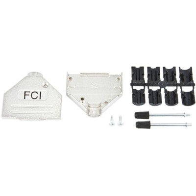 Amphenol ICC 8655MH Series Die Cast Zinc D Sub Backshell, 25 Way, Strain Relief