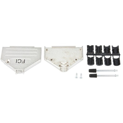 Amphenol ICC 8655MH Series Die Cast Zinc D Sub Backshell, 37 Way, Strain Relief