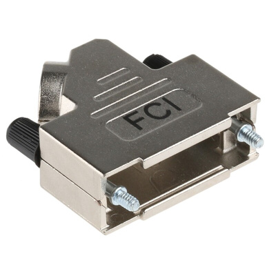 Amphenol ICC 8655MHR Series Die Cast Zinc Angled D Sub Backshell, 15 Way, Strain Relief