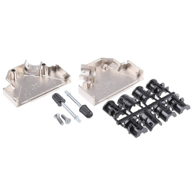Amphenol ICC 8655MHR Series Die Cast Zinc Angled D Sub Backshell, 25 Way, Strain Relief