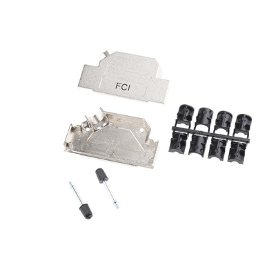 Amphenol ICC 8655MHR Series Die Cast Zinc Angled D Sub Backshell, 37 Way, Strain Relief