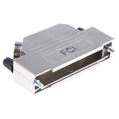 Amphenol ICC 8655MHR Series Die Cast Zinc Angled D Sub Backshell, 37 Way, Strain Relief