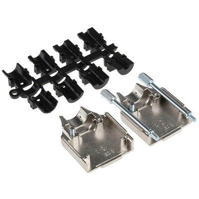 MH Connectors MHDTZK-RA Series Zinc D Sub Backshell, 9 Way, Strain Relief