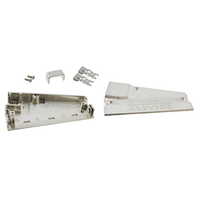 TE Connectivity AMPLIMITE .050 Series Zinc Right Angle D Sub Backshell, 100 Way, Strain Relief