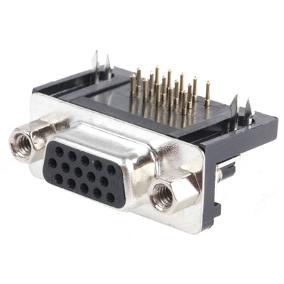 RS PRO 15 Way Right Angle Through Hole D-sub Connector Socket, 2.29mm Pitch