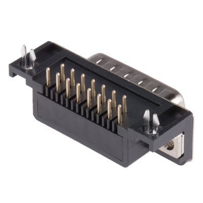 RS PRO 15 Way Right Angle Through Hole D-sub Connector Plug, 2.77mm Pitch, with 4-40 UNC, Threaded Insert