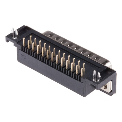 RS PRO 25 Way Right Angle Through Hole D-sub Connector Plug, 2.77mm Pitch, with 4-40 UNC, Threaded Insert