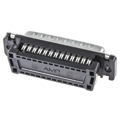 TE Connectivity Amplimite HDF-20 25 Way Right Angle Cable Mount D-sub Connector Plug, 2.76mm Pitch