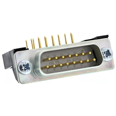 RS PRO 15 Way Right Angle Through Hole D-sub Connector Plug