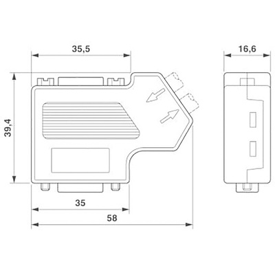 Phoenix Contact SUBCON-PLUS 18 Way Right Angle Cable Mount D-sub Connector Male to Female, 2.77mm Pitch