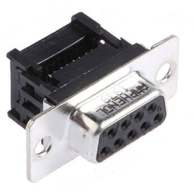 Amphenol DFR 9 Way Right Angle Cable Mount D-sub Connector Socket, 2.74mm Pitch