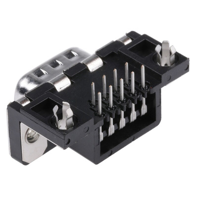 Amphenol ICC Delta D 9 Way Right Angle Through Hole D-sub Connector Plug, 2.74mm Pitch, with 4-40 UNC Inserts