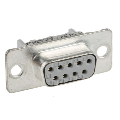 3M 8300 9 Way Right Angle Cable Mount D-sub Connector Socket, 2.74mm Pitch
