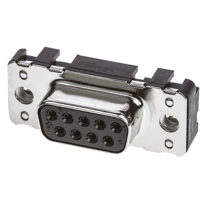 HARTING 9 Way Through Hole D-sub Connector Socket, 2.74mm Pitch, with M3 Threaded Inserts