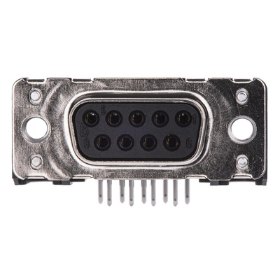 HARTING 9 Way Right Angle Through Hole D-sub Connector Socket, 2.74mm Pitch, with M3 Threaded Inserts