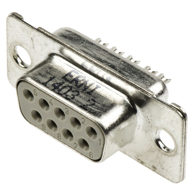 Provertha TMC 9 Way Panel Mount D-sub Connector Socket, 2.77mm Pitch