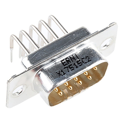 Provertha TMC 9 Way Right Angle Through Hole D-sub Connector Plug, 2.54mm Pitch