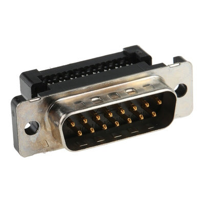 TE Connectivity Amplimite HDF-20 15 Way Right Angle Cable Mount D-sub Connector Plug, 2.76mm Pitch