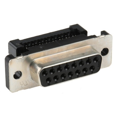 TE Connectivity Amplimite HDF-20 15 Way Right Angle Cable Mount D-sub Connector Socket, 2.76mm Pitch