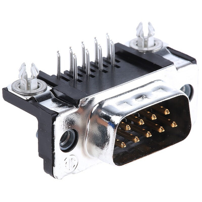 TE Connectivity Amplimite HD-20 9 Way Right Angle Through Hole D-sub Connector Plug, 2.74mm Pitch, with 4-40 UNC