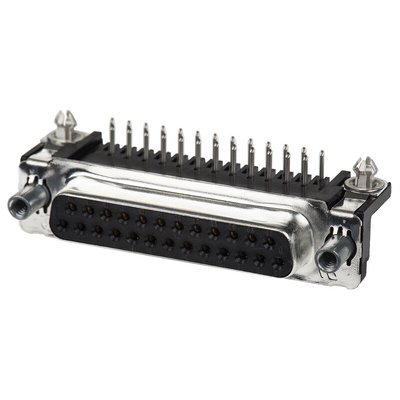 TE Connectivity Amplimite HD-20 25 Way Right Angle Through Hole D-sub Connector Socket, 2.75mm Pitch, with 4-40 UNC