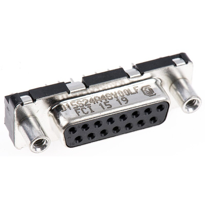Amphenol FCI Delta D 15 Way Through Hole D-sub Connector Socket, 2.74mm Pitch