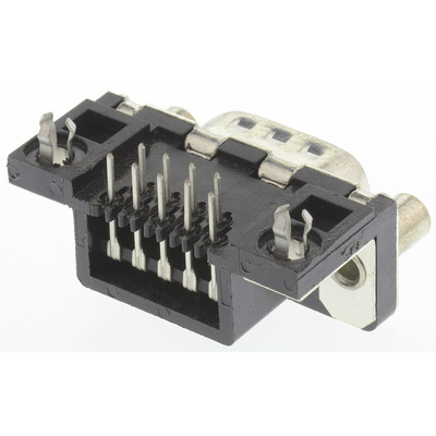 Amphenol ICC Delta D 9 Way Right Angle Through Hole D-sub Connector Plug, 2.74mm Pitch
