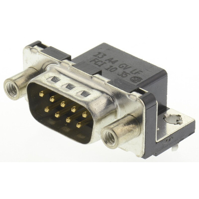 Amphenol ICC Delta D 9 Way Right Angle Through Hole D-sub Connector Plug, 2.74mm Pitch