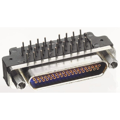 Glenair MWDM 37 Way Right Angle Through Hole D-sub Connector Socket, 2.54mm Pitch