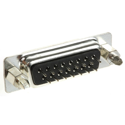 Amphenol ICC L77SD 15 Way Panel Mount D-sub Connector Socket, 2.74mm Pitch, with 4-40 UNC, Threaded Insert