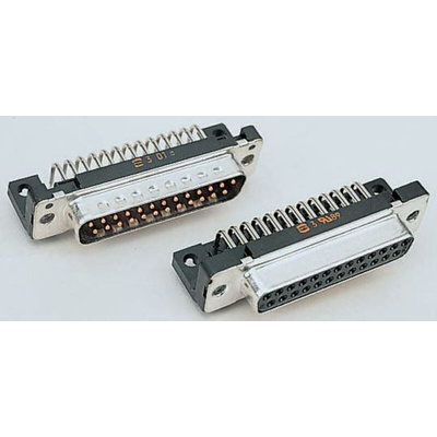 HARTING 37 Way Right Angle Through Hole D-sub Connector Plug, 2.76mm Pitch, with M3 Threaded Inserts