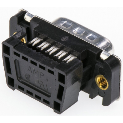 TE Connectivity Amplimite HDF-20 9 Way Right Angle Cable Mount D-sub Connector Plug, 2.76mm Pitch