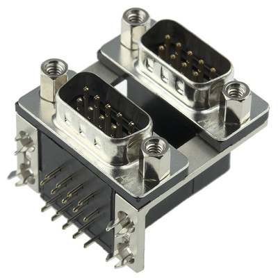 Amphenol L17H 9 Way Right Angle Through Hole D-sub Connector Male/Male, 2.77mm Pitch, with 4-40 UNC Female Screwlocks,