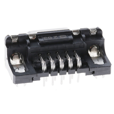 Harting 9 Way Right Angle Through Hole D-sub Connector Socket, 2.74mm Pitch, with 4-40 UNC Female Screwlocks, Boardlocks